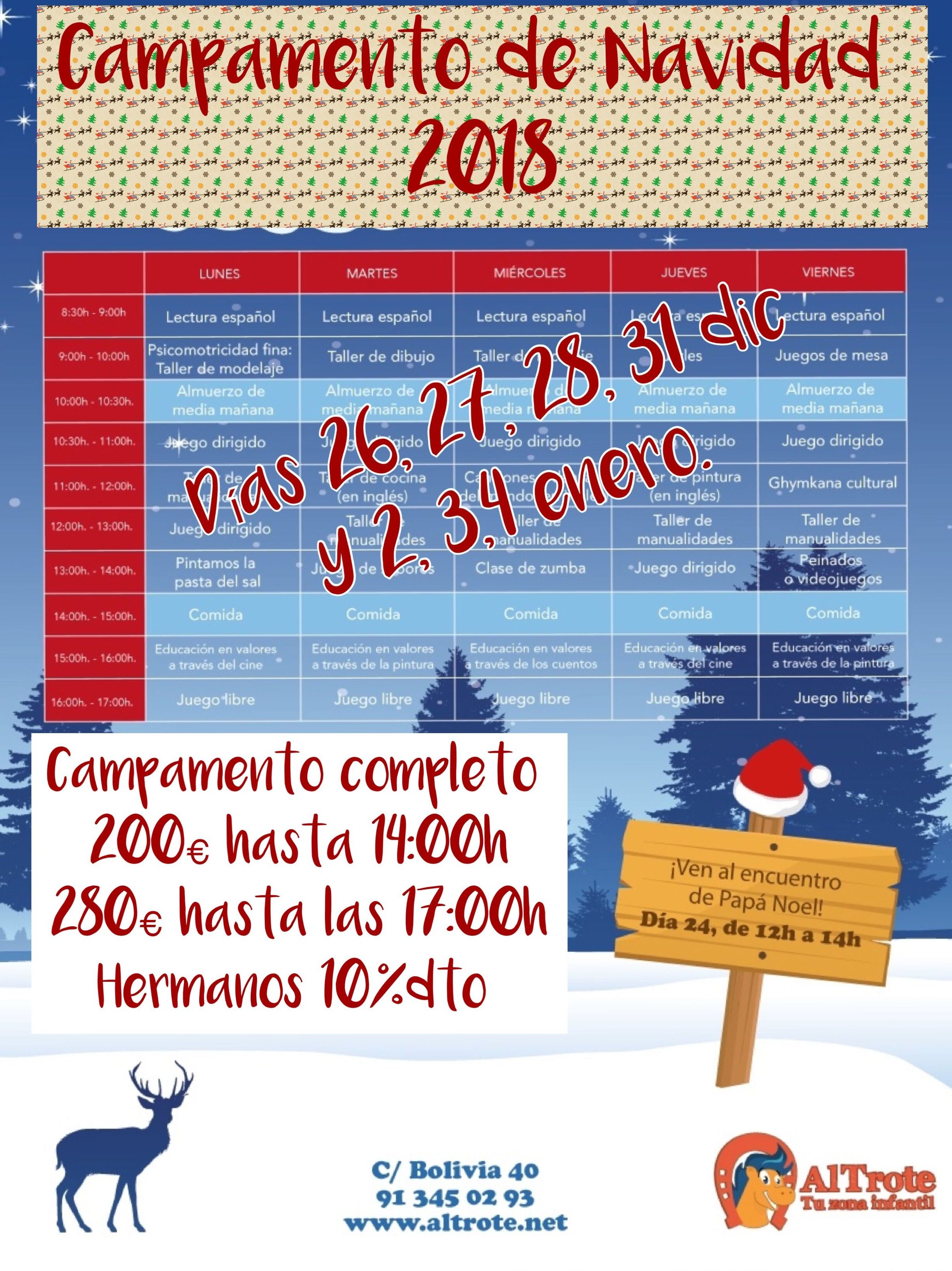 CAMPAMENTO URBANO DE NAVIDAD: NUESTROS SERVICIOS de AL TROTE ZONA INFANTIL CAMPAMENTO URBANO DE NAVIDAD: NUESTROS SERVICIOS de AL TROTE ZONA INFANTIL