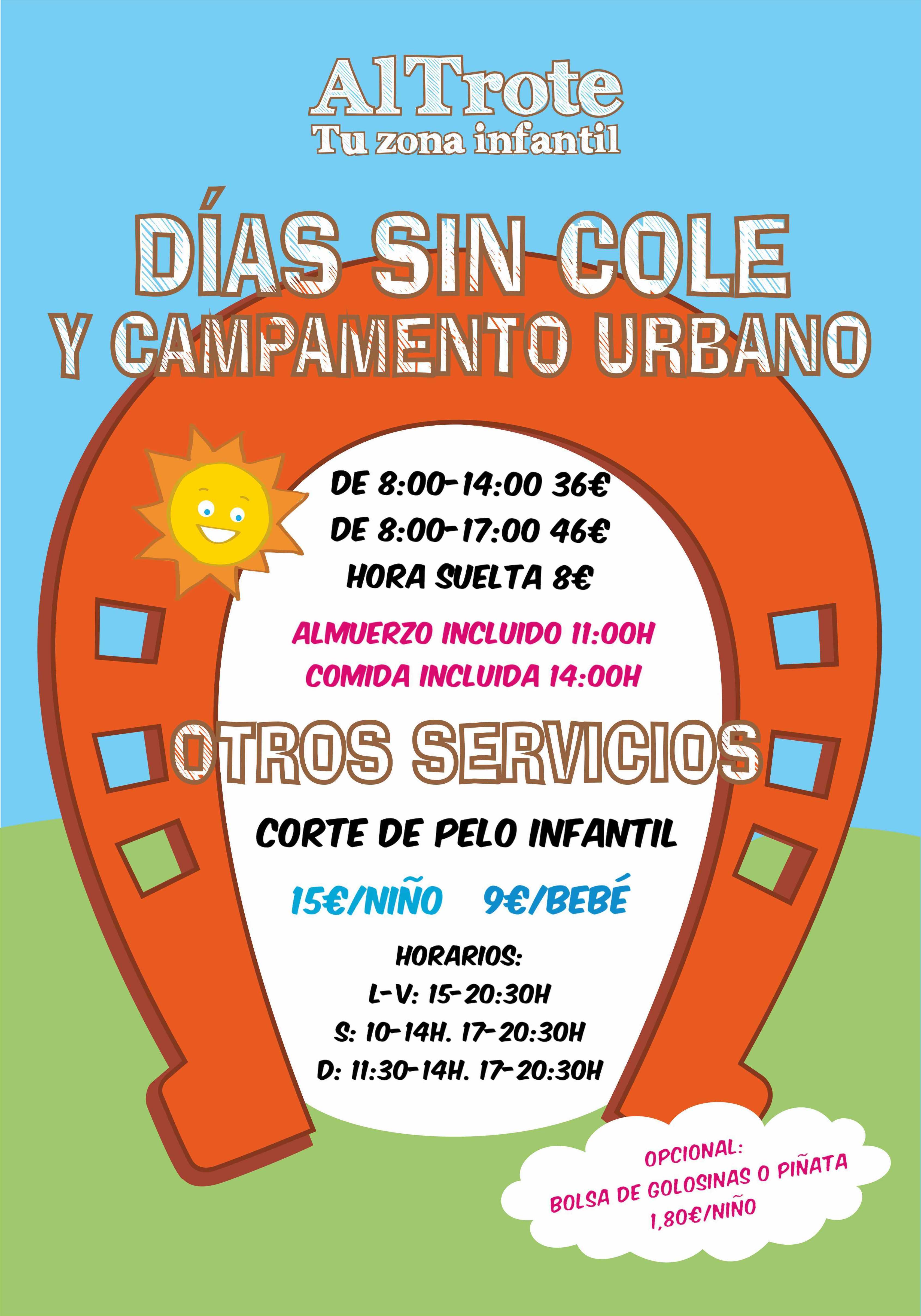 Precios Al Trote zon infanitl. Días sin cole y campamento urbano Precios Al Trote zon infanitl. Días sin cole y campamento urbano