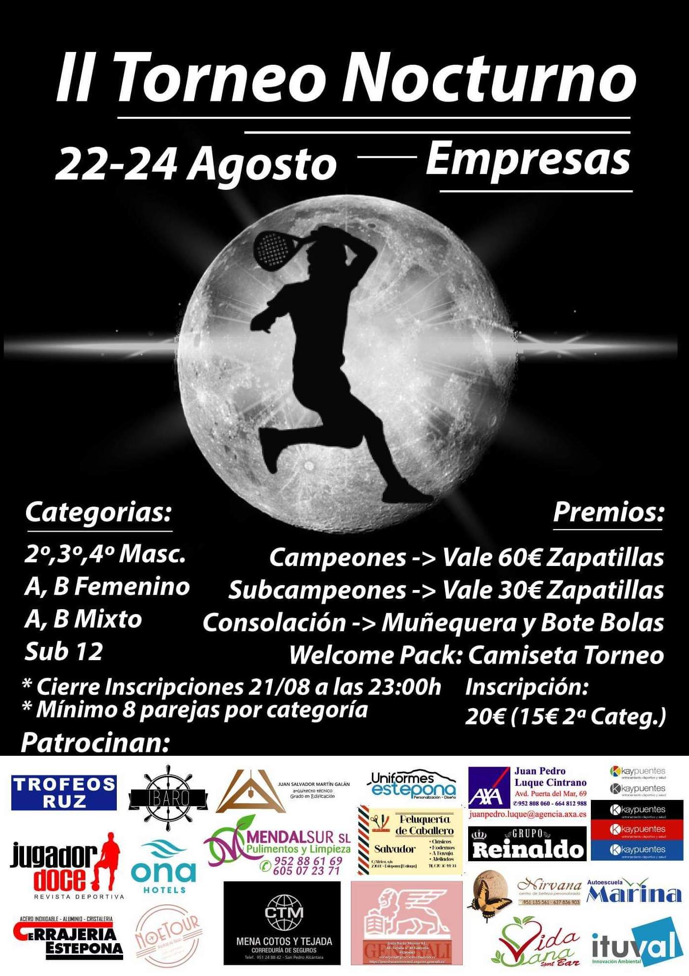 Patrocinamos el 2º Torneo de Pádel Nocturno de Estepona
