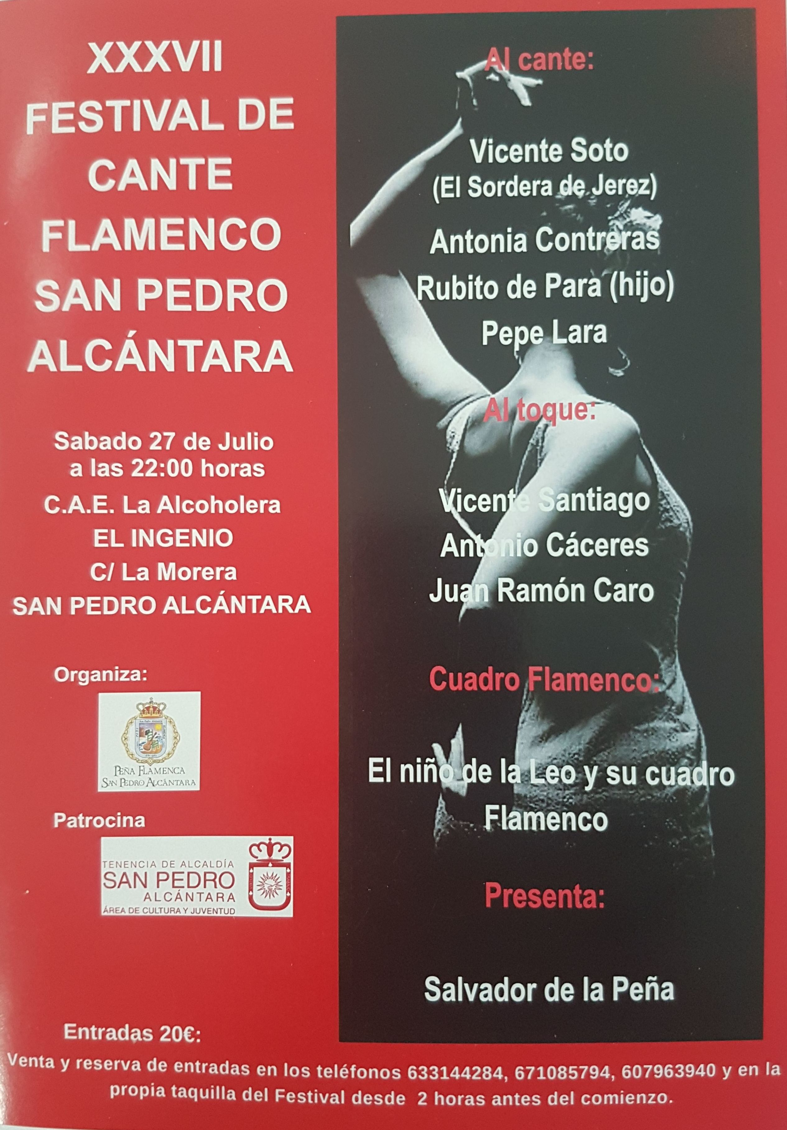 Patrocinamos el XXXVII Festival de Cante Flamenco de San Pedro Alcántara
