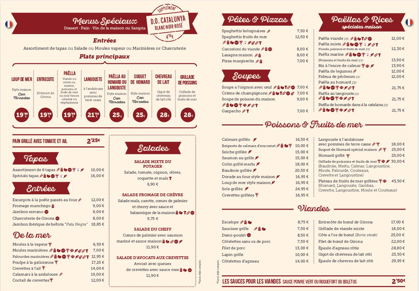 Carta menús especiales en francés: Carta y Menús de Cantarradas Carta menús especiales en francés: Carta y Menús de Cantarradas