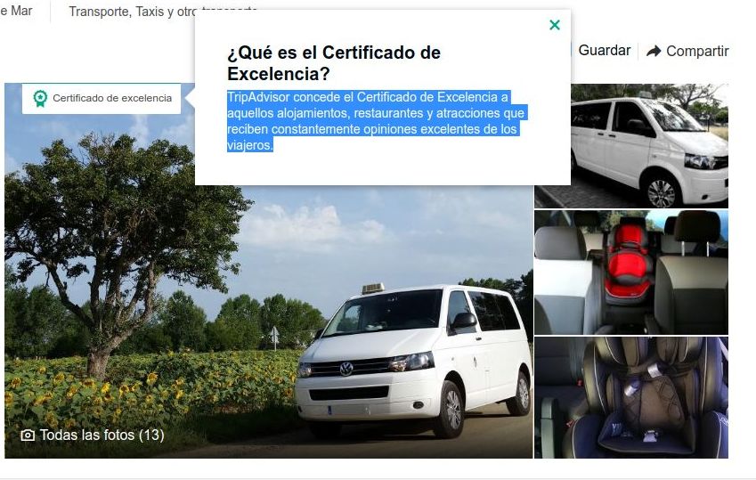 Su taxi con certificado de excelencia en Tossa de Mar Su taxi con certificado de excelencia en Tossa de Mar
