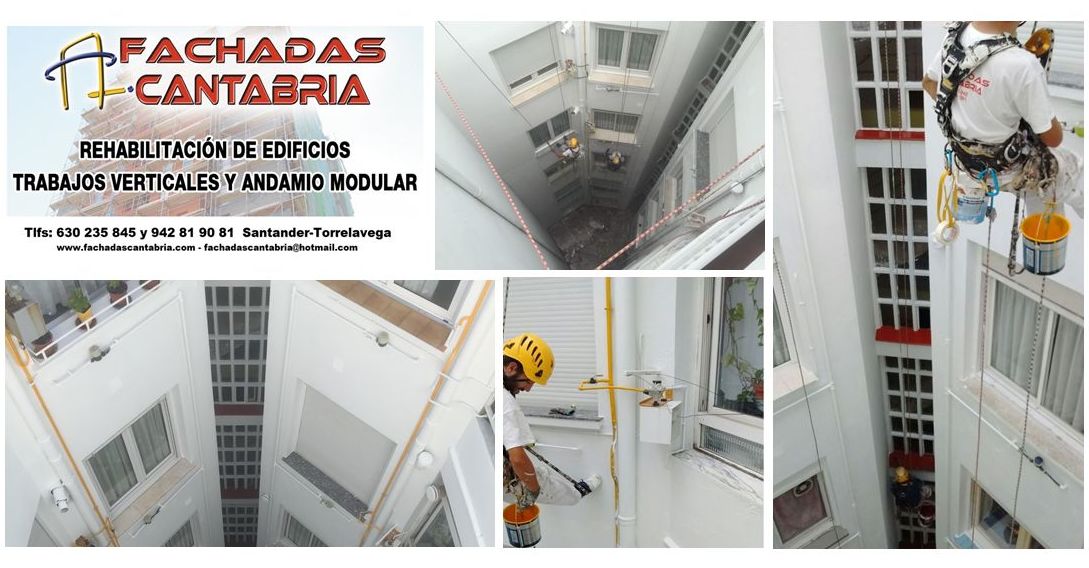 Rehabilitación de fachadas en patio interior Torrelavega. Rehabilitación de fachadas en patio interior Torrelavega.