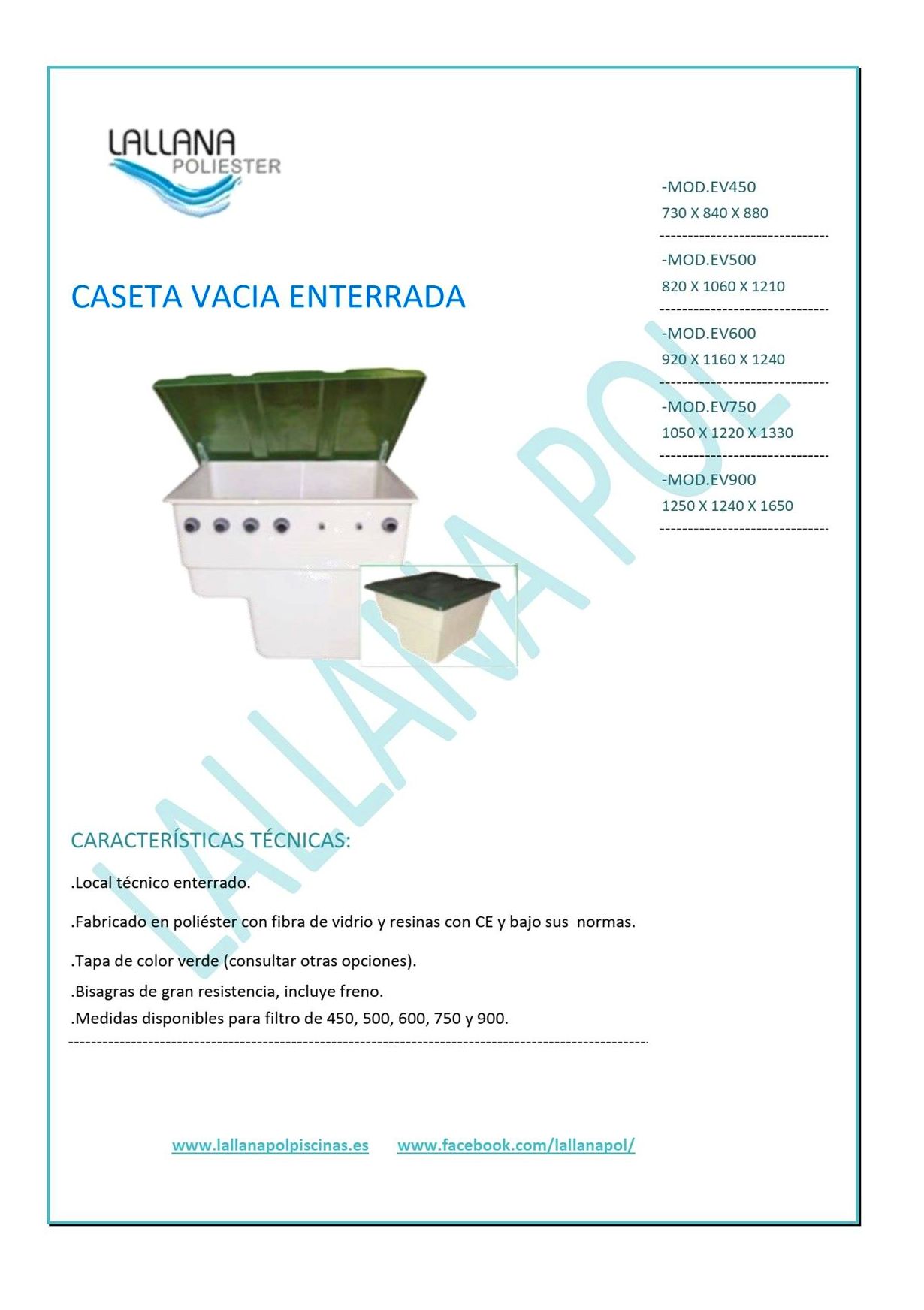 CASETA VACIA ENTERRADA PARA EQUIPO DE DEPURACIÓN PISCINAS CASETA VACIA ENTERRADA PARA EQUIPO DE DEPURACIÓN PISCINAS
