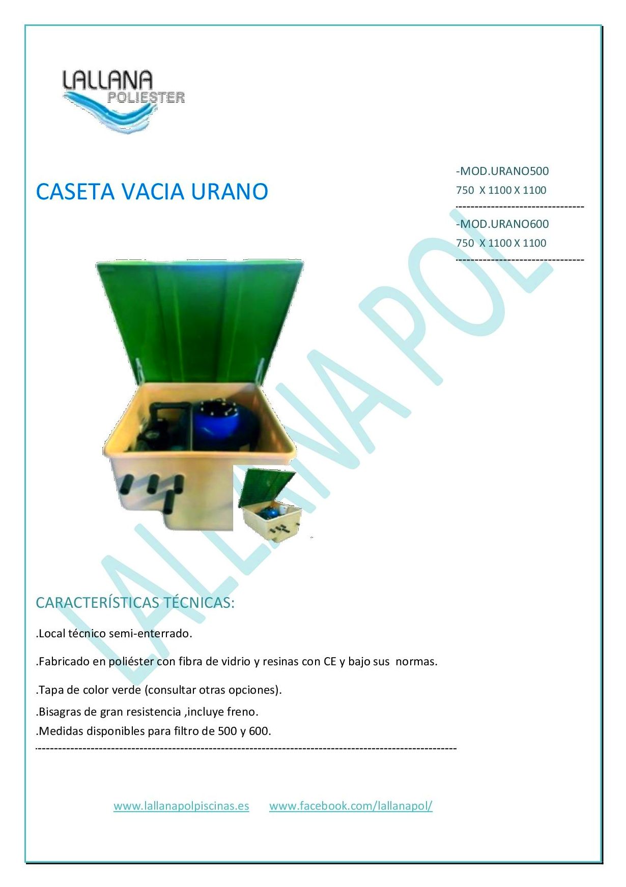 Caseta vacia modelo Urano para depuradoras de piscinas Caseta vacia modelo Urano para depuradoras de piscinas
