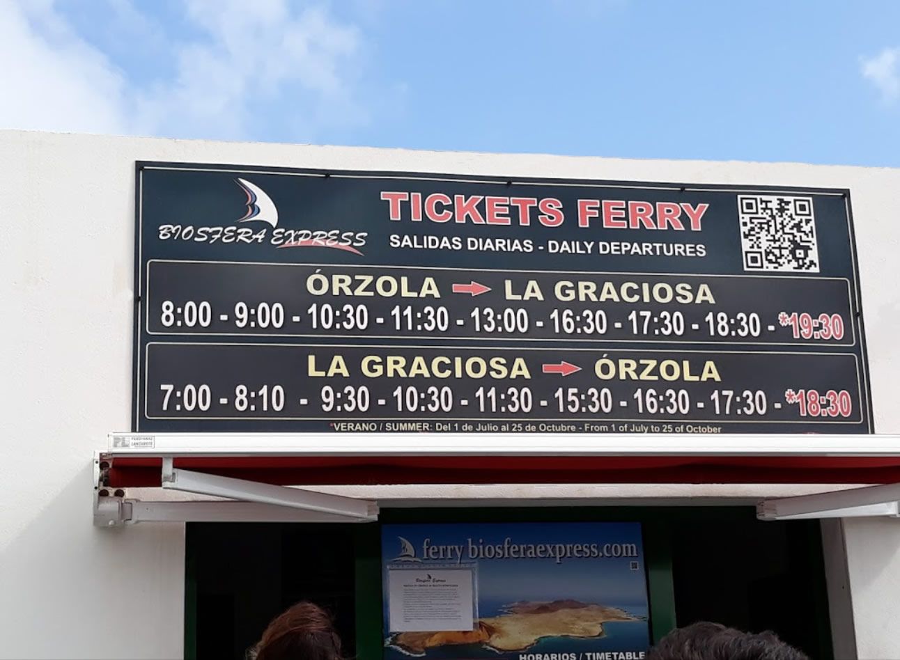 Schedule: Biosphere Express de Biosfera Express Puerto de Órzola Schedule: Biosphere Express de Biosfera Express Puerto de Órzola