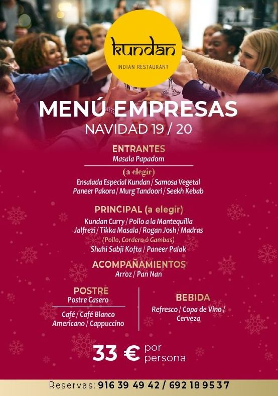 Menú Empresas Navidad 19/20 Kundan Majadahonda Menú Empresas Navidad 19/20 Kundan Majadahonda
