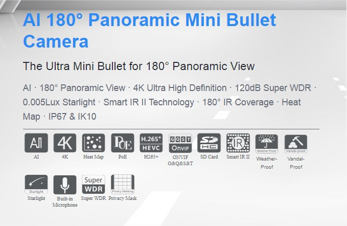 Milesght 180° Panoramic Mini Bullet Camera: Productos y servicios de Easysat Comunicaciones Milesght 180° Panoramic Mini Bullet Camera: Productos y servicios de Easysat Comunicaciones