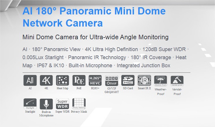 Milesight 180° Panoramic Mini Dome Network Camera: Productos y servicios de Easysat Comunicaciones Milesight 180° Panoramic Mini Dome Network Camera: Productos y servicios de Easysat Comunicaciones