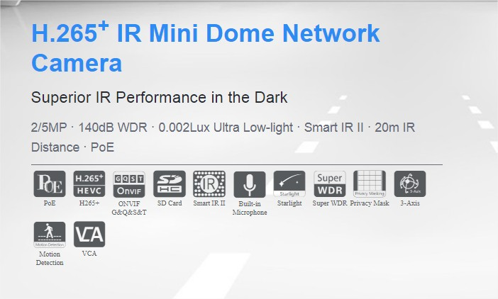 Milesight H.265+ IR Mini Dome Network Camera: Productos y servicios de Easysat Comunicaciones Milesight H.265+ IR Mini Dome Network Camera: Productos y servicios de Easysat Comunicaciones