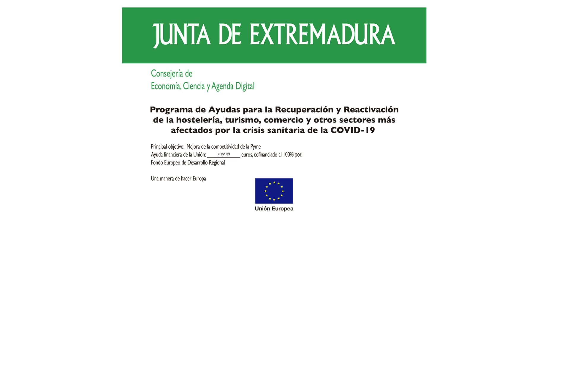 Empresa subvencionada por la Junta de Extremadura