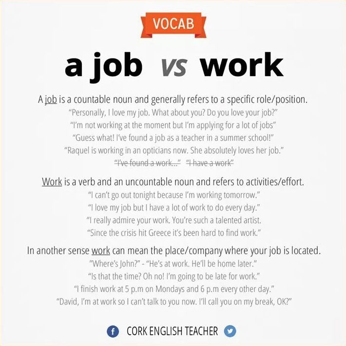 Vocabulay:job versus work