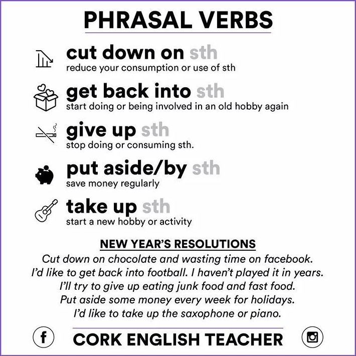 Prasal verbs for new year' s resolutions