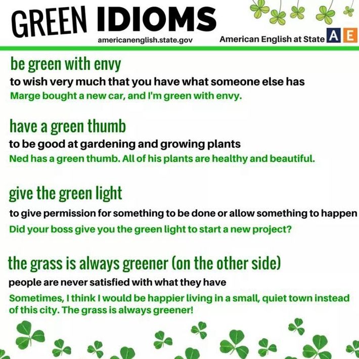 Green idioms for St. Patrick's!