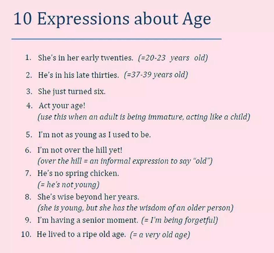 Expressions about age