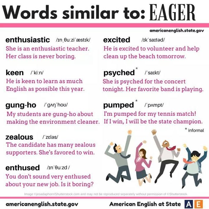 Synonyms: eager