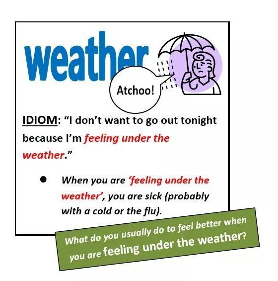 Idiom: to feel under the weather